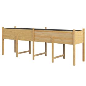 Large Wooden Raised Garden Bed Elevated Planter Box with Legs Bed Liner Drain Holes 74x18x26