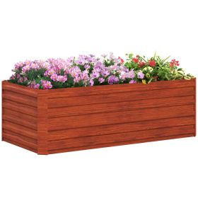 Galvanized Raised Garden Bed, Steel Outdoor Planters with Reinforced Rods,, 71'' x 36'' x 23'', Dark Brown