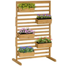 Plant Stand Outdoor with 5 Hanging Flower Boxes Wooden Lattice for Patio Porch Climbing Plants