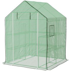 Portable Greenhouse 4.6 x 4.7 ft Walk-In Hot House with Roll Up Door Windows U-Shape Flower Rack Water UV Resistant Green