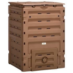 Outdoor Compost Bin, 120 Gallon (450L), with 80 Vents and 2 Sliding Doors, Snap-On Lid, Fast Creation of Fertile Soil, Brown