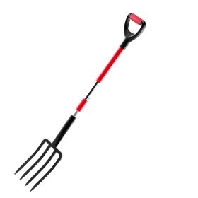 VEVOR Garden Fork, 4-Tine Gardening Pitchfork with Fiberglass Handle, 45 in Heavy Duty Digging Fork with Y Grip