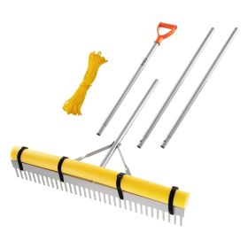 VEVOR Landscape Rake, 36 inch Wide Head 133 inch Handle, Large Heavy Duty Aluminum Landscaping Leaf Rake Tool, Asphalt Level for Loosening Soil