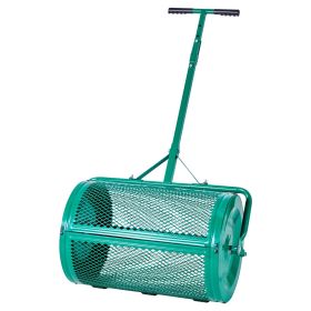 VEVOR Compost Spreader, 24 in Wide Peat Moss Spreader with Push/Tow Handle, 4 Heights Adjustable, Powder-Coated Steel Garden Peat Moss Roller