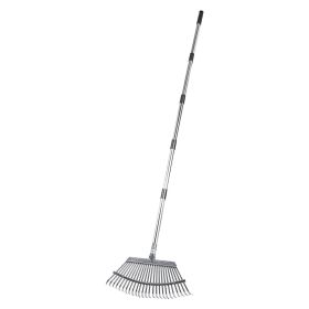 VEVOR Leaf Rake, 25 Metal Tines, Adjustable Garden Rake for Lawns with 18.3 Inch Wide Head & 36.4-72.8 Inch Long Handle