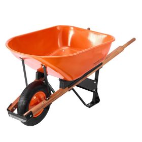 VEVOR Wheelbarrow Cart, 6 Cu. Ft. Load & 330 lbs Capacity, One Wheel Garden Dump Cart Wheel Barrow with Metal Handle & 16" Wide Track Wheels