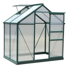 6' x 4' Greenhouse for Outdoors, Polycarbonate Greenhouse with Rain Gutter and Roof Vent