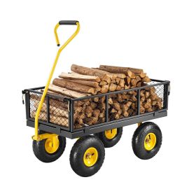 VEVOR 500 Lbs Steel Garden Cart, Heavy Duty Garden Wagon Cart Pullable on Wheels, Metal Yard Utility Wagon Carts with 10" All Terrain Tires