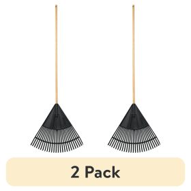 (2 pack)24-inch Wood and Poly Leaf Rake