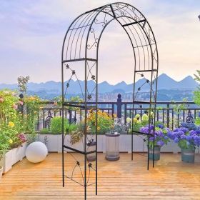 Metal Garden Arch with doors Garden Arbor Trellis Climbing Plants Support Arch Outdoor Arch Wedding Arch Party Events Archway Black