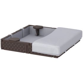 Kids Sandbox With Cover, 4 Corner Seats, Bottom Liner For Backyard, Garden, Outdoor, 47 X 47 X 9, Dark Brown (Option: Dark Brown)