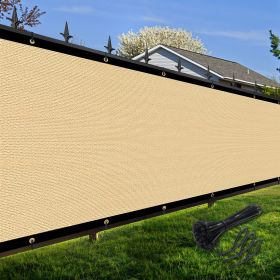 Artpuch Privacy Fence Screen Sand Customized Outdoor Mesh Panels for Backyard, Balcony,Patio,Construction Site with Zip Ties (Color: Sand, size: 6x62 ft)