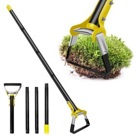 60.63in Adjustable Garden Hoe Handheld Stirrup Hula Hoe Scuffle Loop Hoe Gardening Weeder Cultivator Weeding Rake for Weeding/Loosening Soil (Color: Yellow, size: 1.6M)