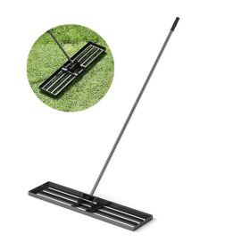 Lawn Leveling Rake with Long Handle for Outdoor (Color: Black, Panel Size: 36 x 10 Inch)