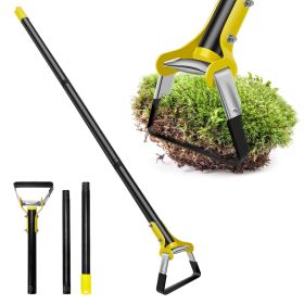60.63in Adjustable Garden Hoe Handheld Stirrup Hula Hoe Scuffle Loop Hoe Gardening Weeder Cultivator Weeding Rake for Weeding/Loosening Soil (Color: Yellow, size: 1.2M)
